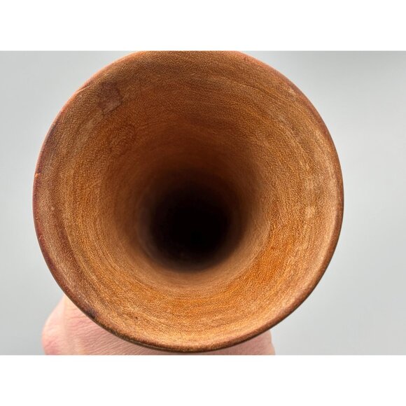 Vintage Hand Carved Wood Vase With Leaf And Floral Motifs | Rustic Decorative - Picture 6 of 8